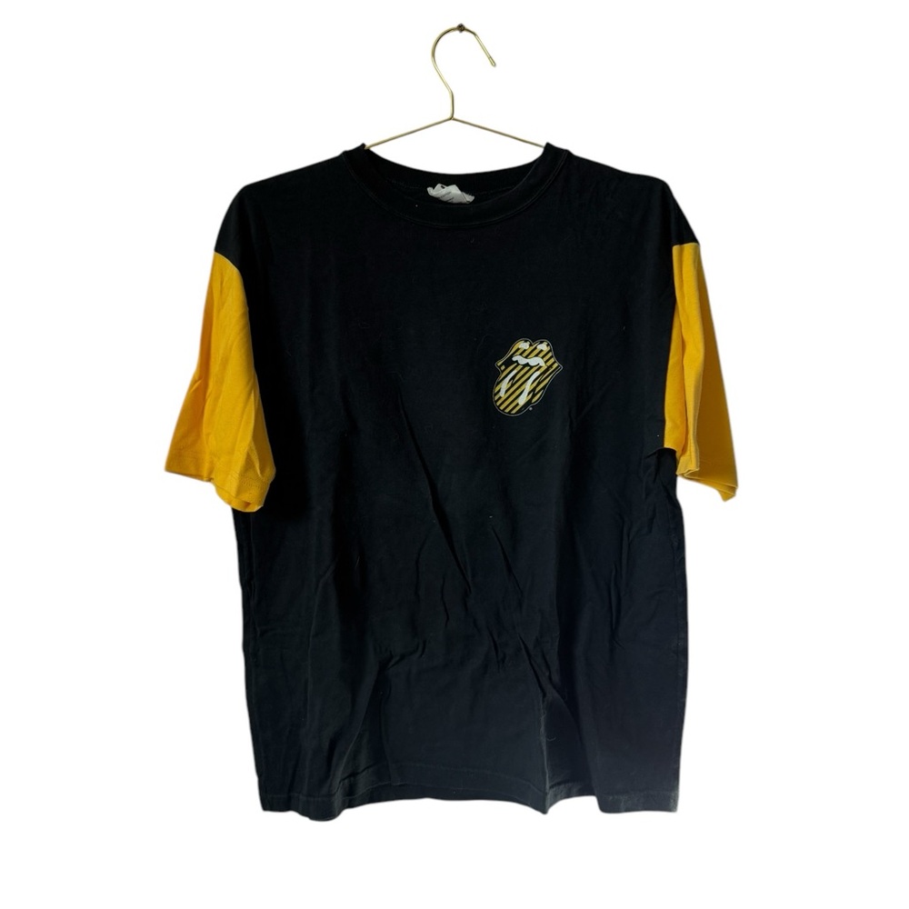 Rolling Stones 1999 No Security Tongue Black T-Shirt w/Yellow Sleeves Men Large